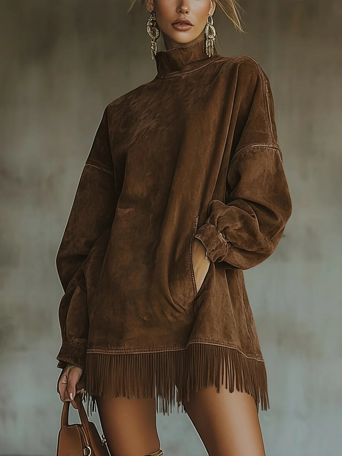Béatrice Vire | Women's High Neck Fringe Dress