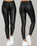 Elise Carot | Women's High Waist Faux Leather Skinny Trousers