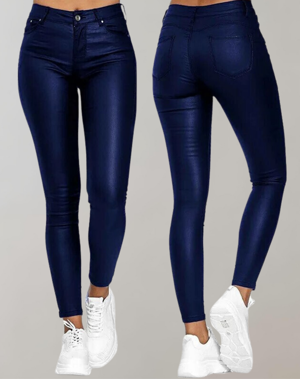 Elise Carot | Women's High Waist Faux Leather Skinny Trousers