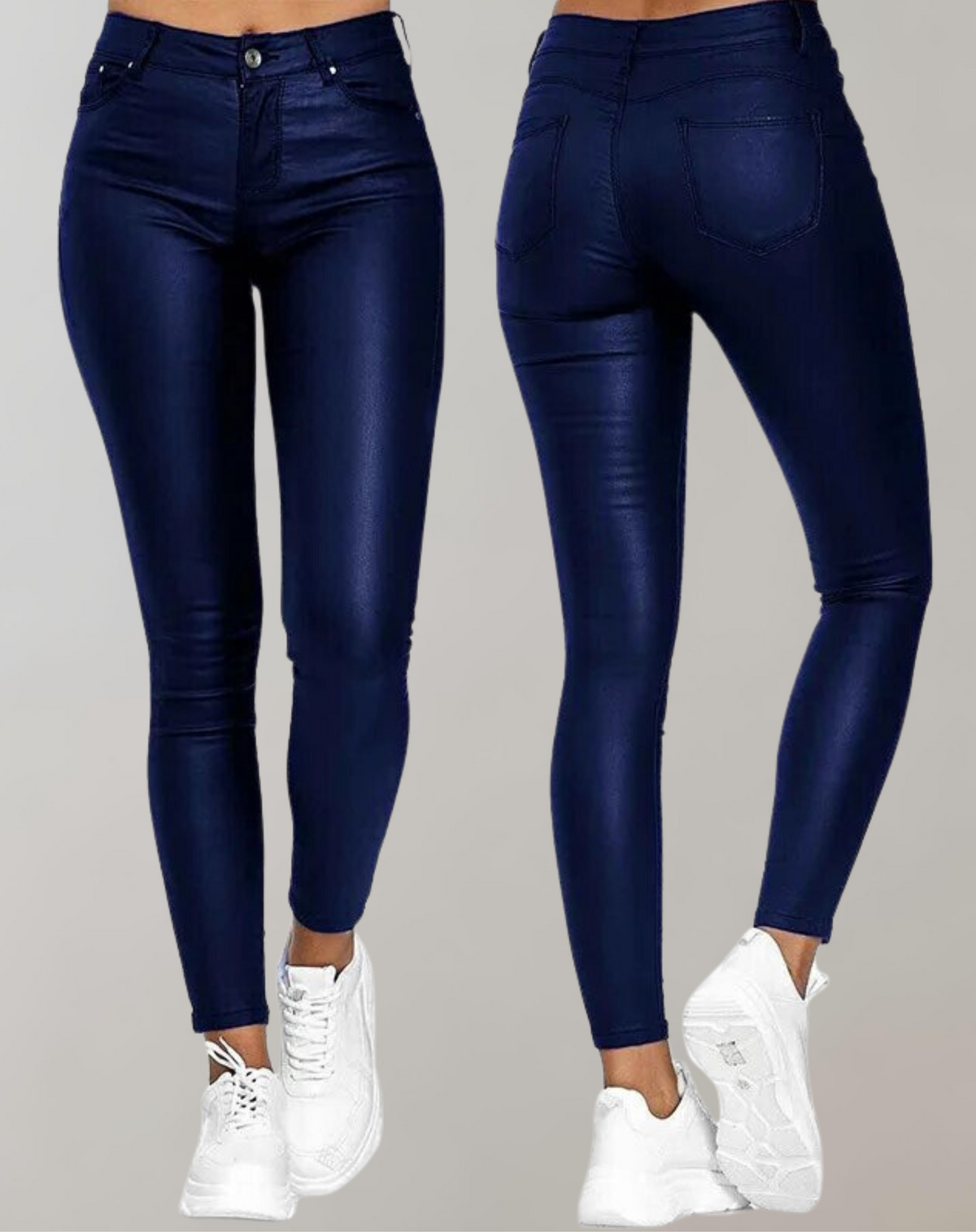 Elise Carot | Women's High Waist Faux Leather Skinny Trousers