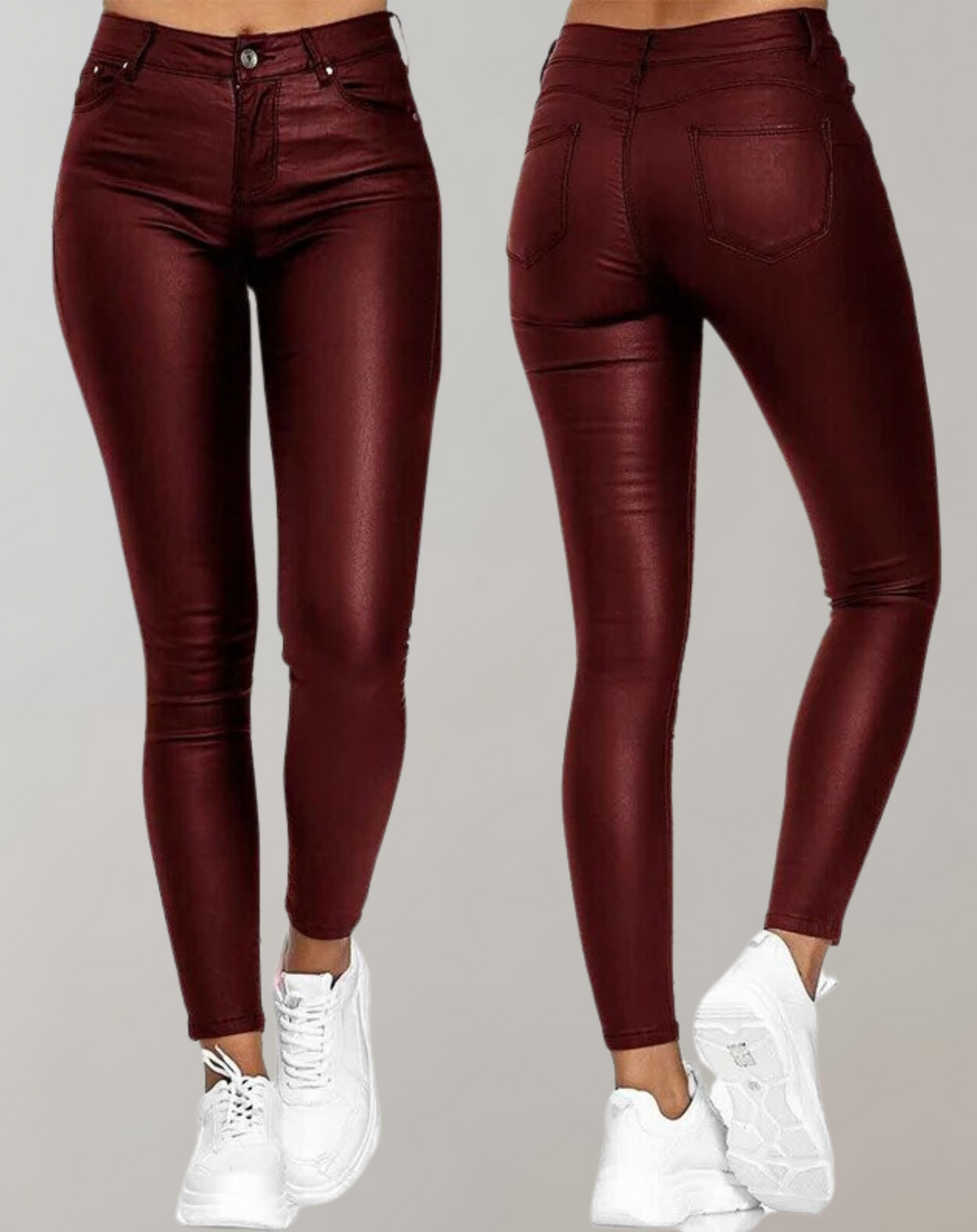 Elise Carot | Women's High Waist Faux Leather Skinny Trousers