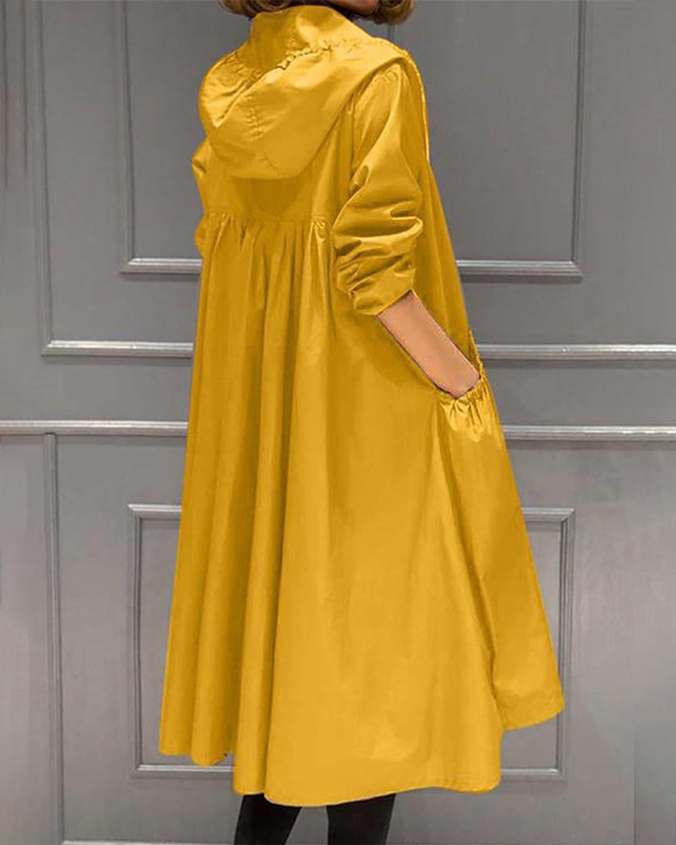 Adrienne Vacher | Women's Hooded Waterproof Long Trench Coat Zip Up