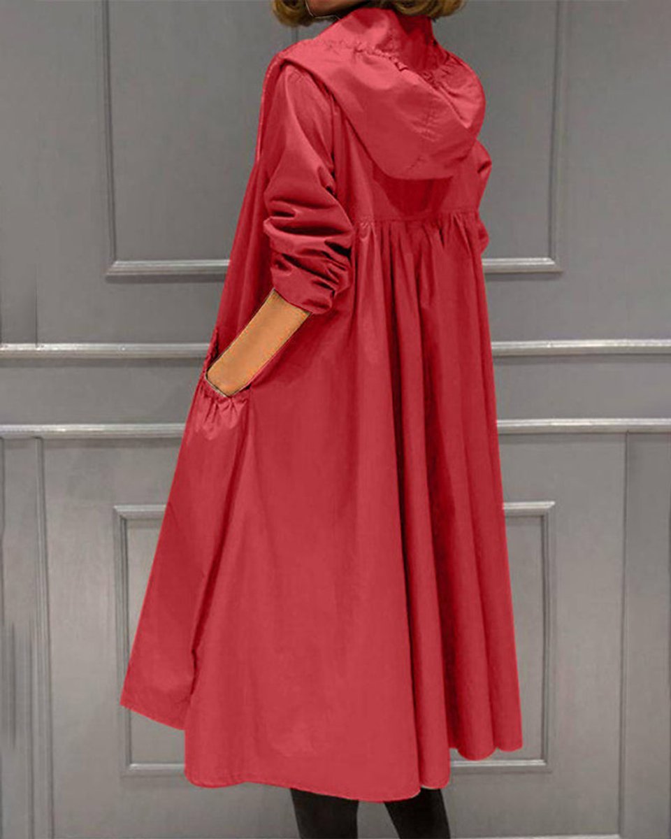 Adrienne Vacher | Women's Hooded Waterproof Long Trench Coat Zip Up