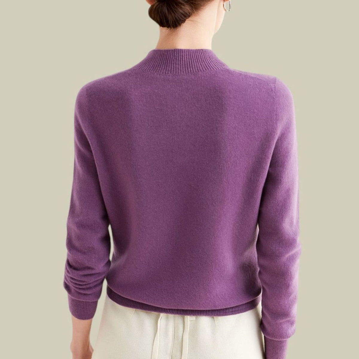 Hortense Coste | Women's Merino Mock-Neck Long-Sleeve Wool Sweater