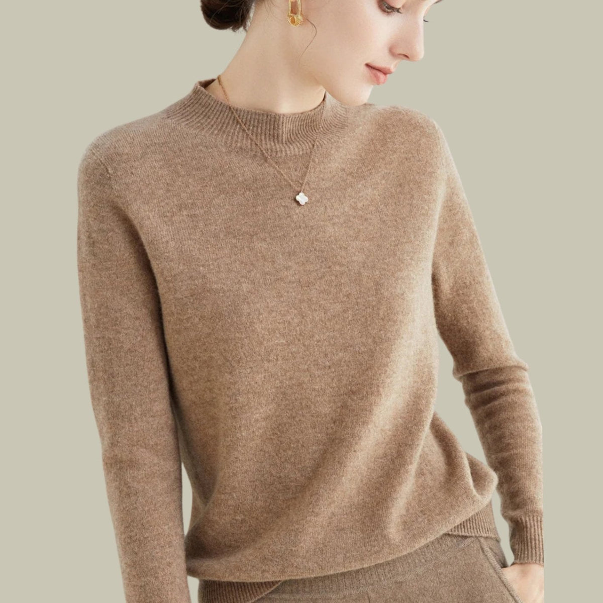 Hortense Coste | Women's Merino Mock-Neck Long-Sleeve Wool Sweater