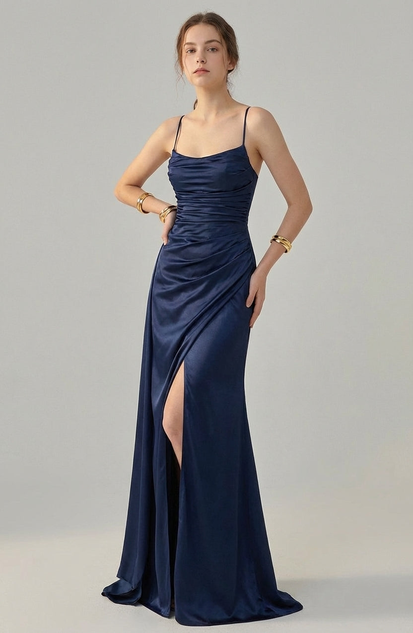 Mira Sante | Women's Navy Blue Evening Maxi Dress