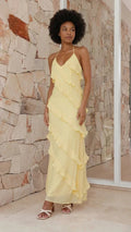 Mira Sante | Ruffled Halter Maxi Dress
