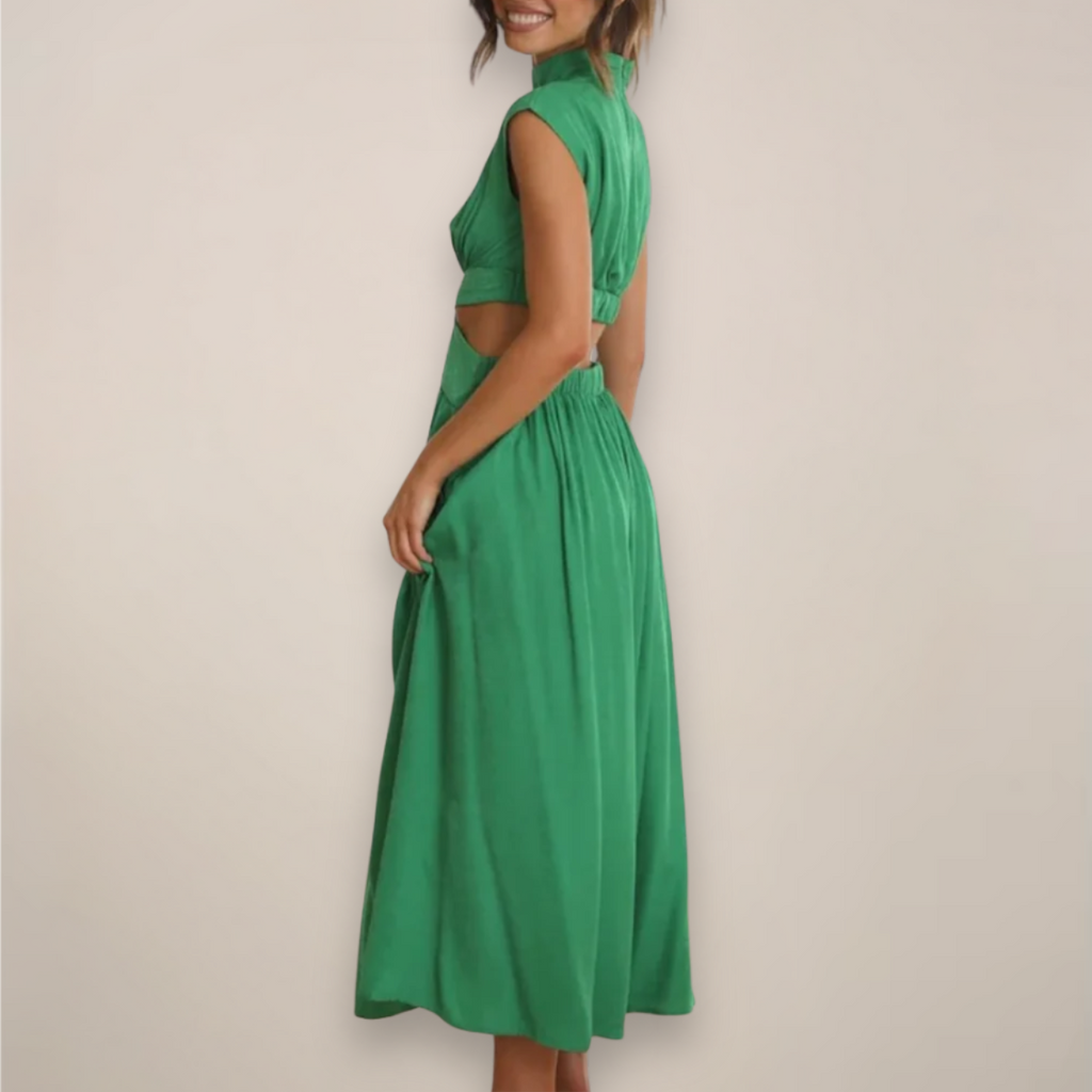 Mira Sante | Elegant Maxi Dress with Cap Sleeves