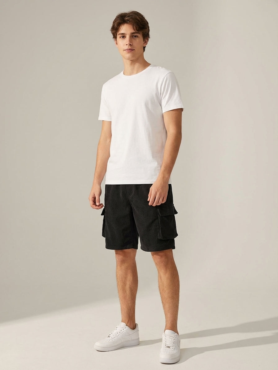 Bram Veld | Men’s Corduroy Cargo Shorts Brown