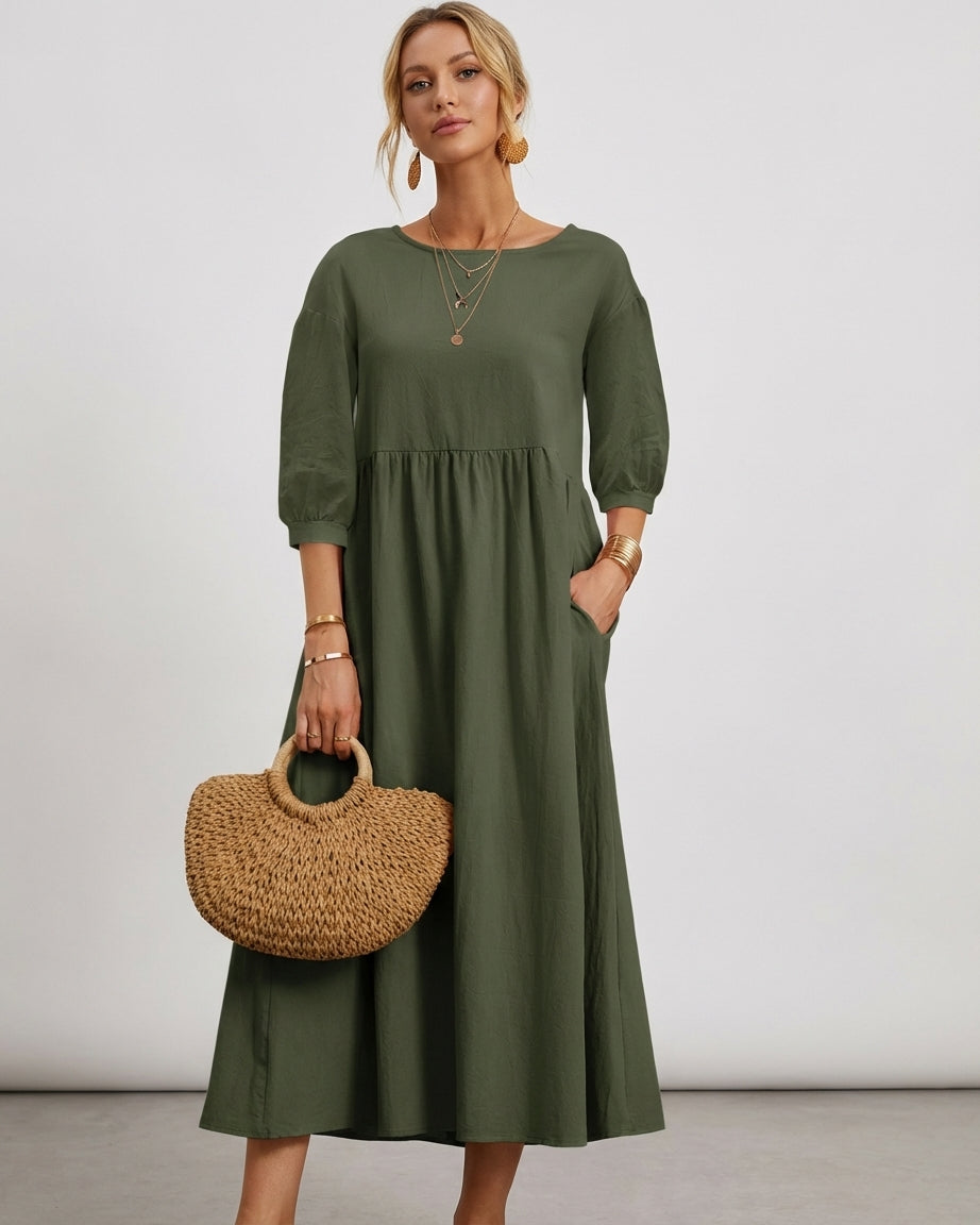 Léonie Dray | Cotton Linen Midi Dress Women