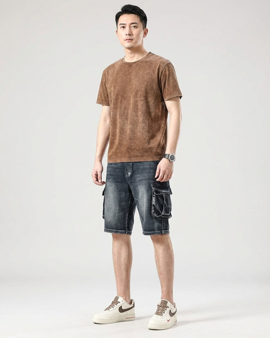 Bram Veld | Men’s Denim Cargo Shorts Blue
