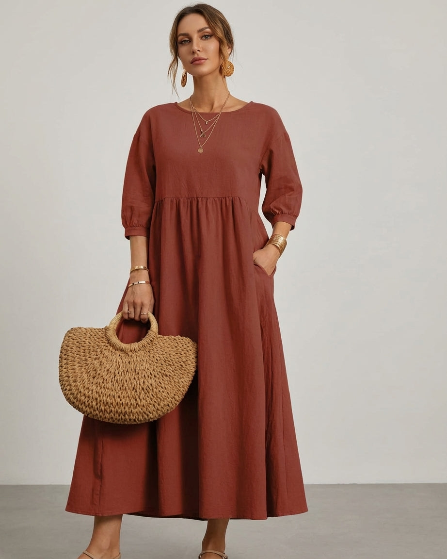 Léonie Dray | Cotton Linen Midi Dress Women
