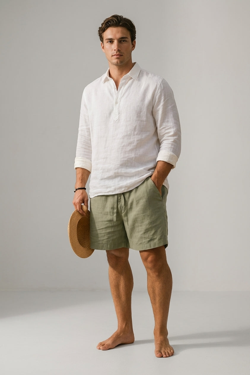 Dario Mell | Casual Cotton-Linen Blend Shorts