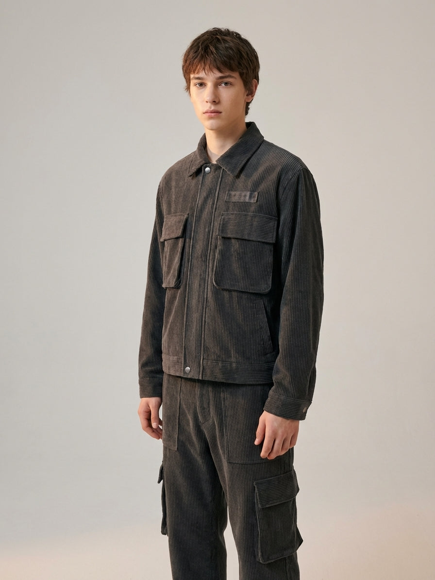 Bram Veld | Men’s Corduroy Cargo Shorts Brown