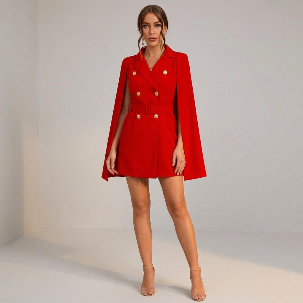 Vivienne Cord | Cape Blazer Mini Dress