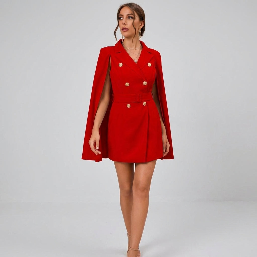 Vivienne Cord | Cape Blazer Mini Dress