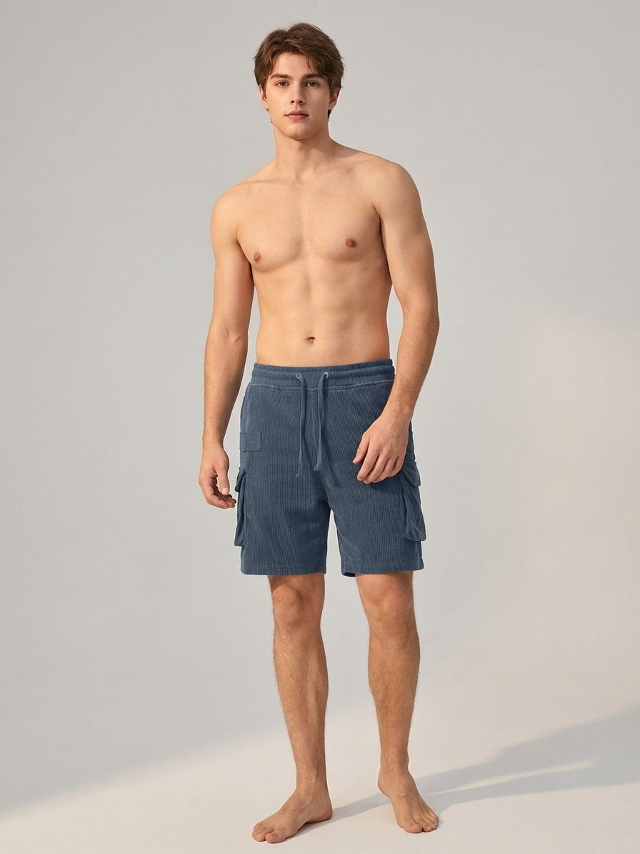 Bram Veld | Men’s Corduroy Cargo Shorts Brown