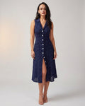 Mira Sante | Navy Polka Dot Midi Dress
