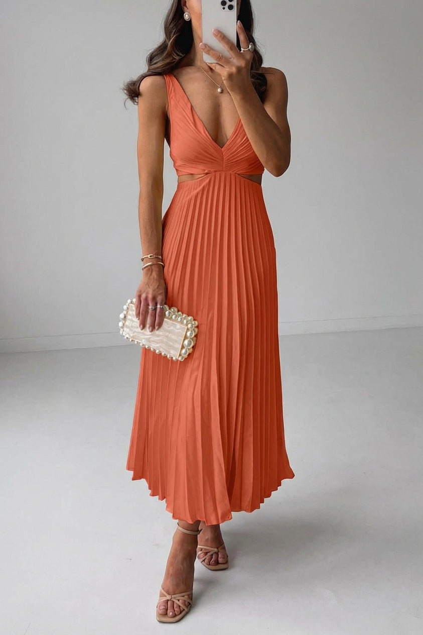Isolde Brune | Elegant Satin Pleated Evening Dress