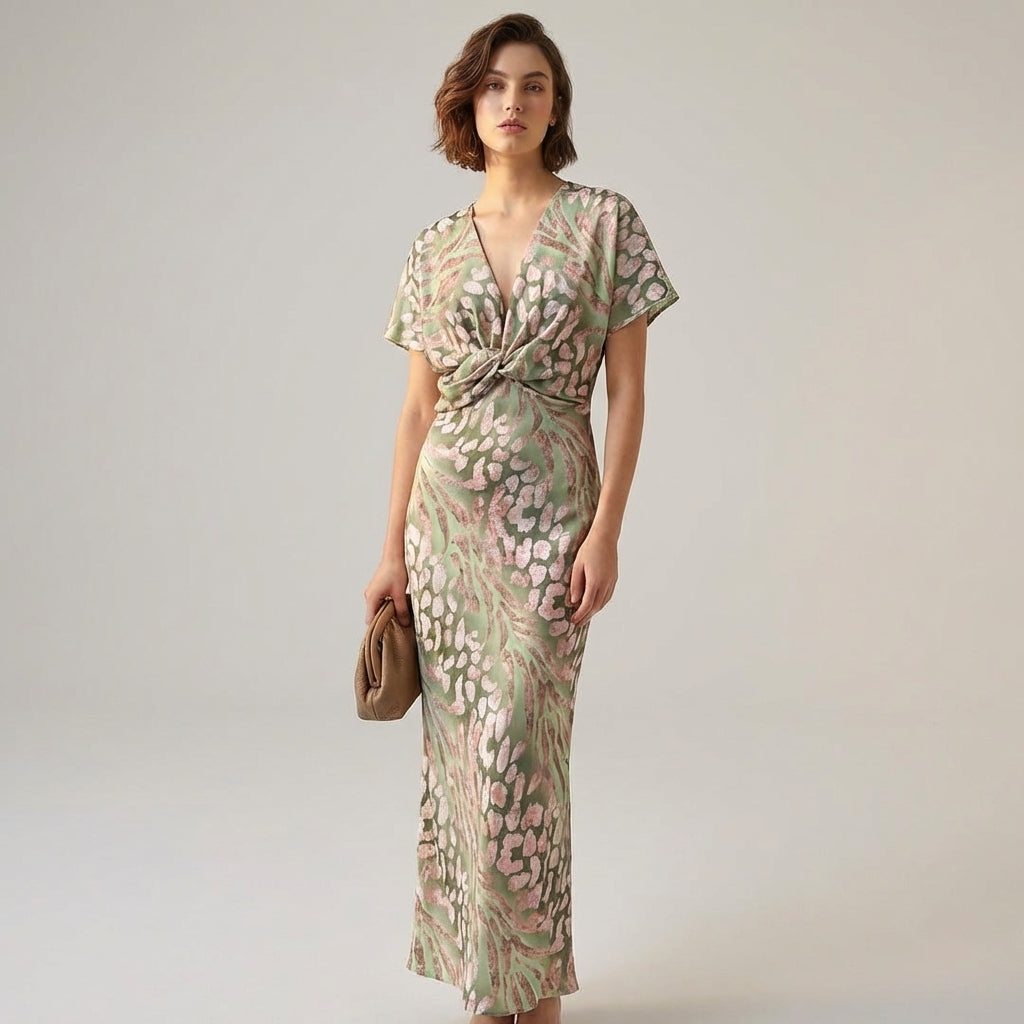 Mira Sante | Twisted V-Neck Maxi Dress