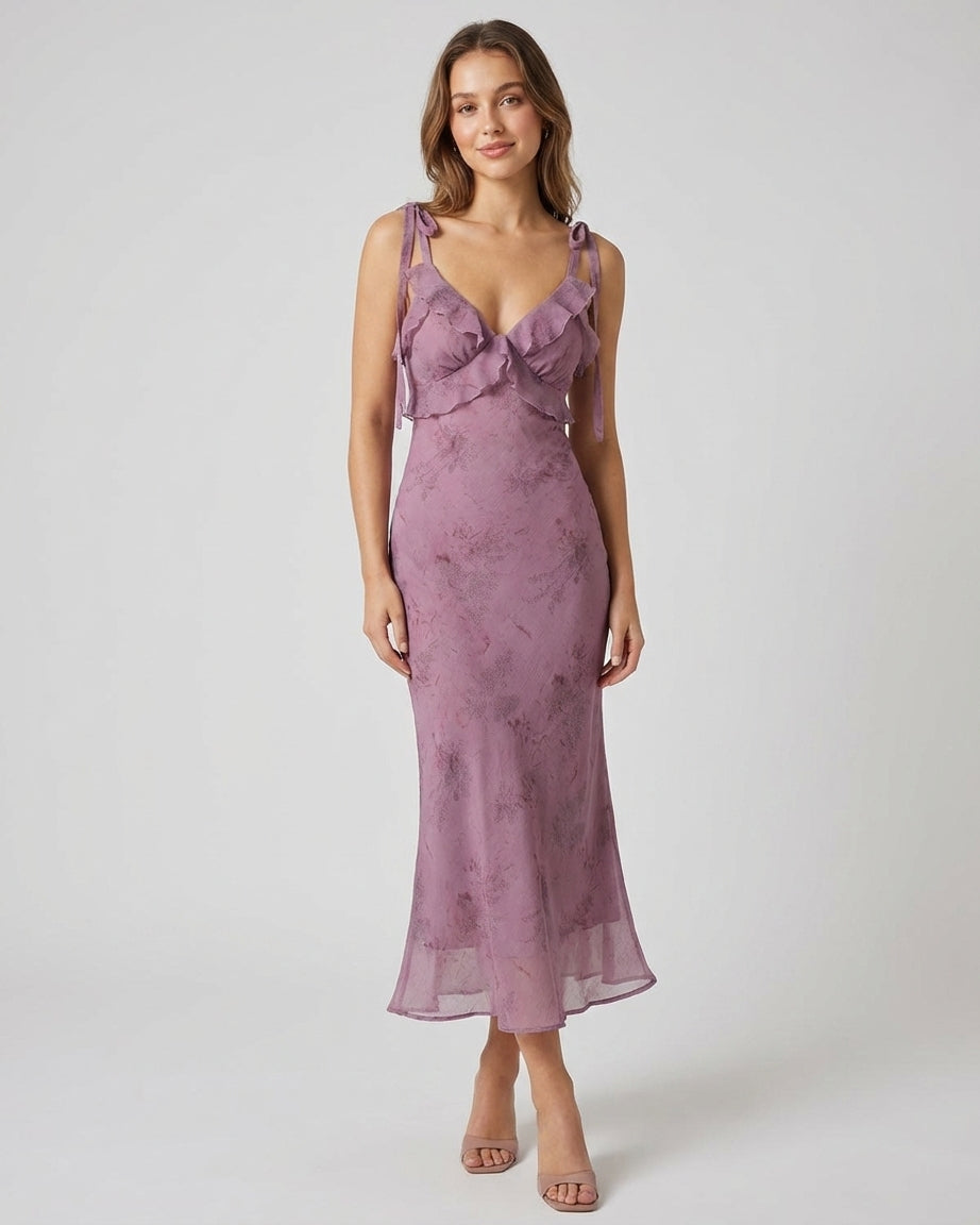 Léonie Dray | Purple Floral Midi Dress