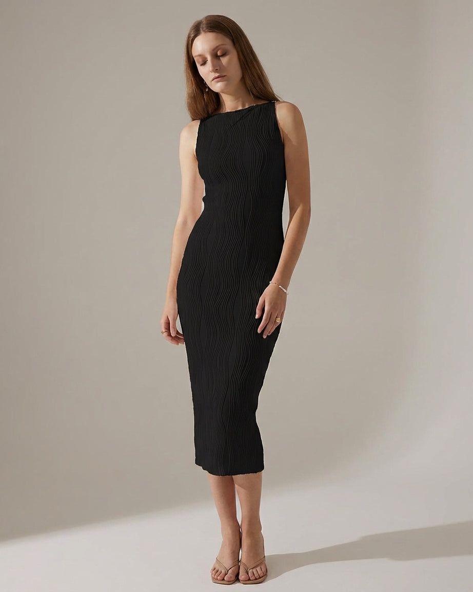 Mira Sante | Black Water Ripple Cami Dress