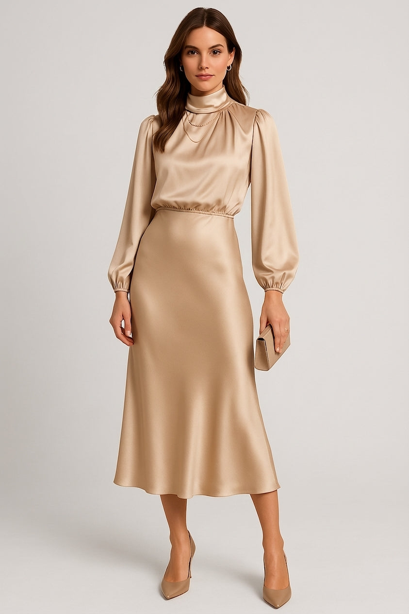 Mira Sante | Women's High Neck Midi Dress