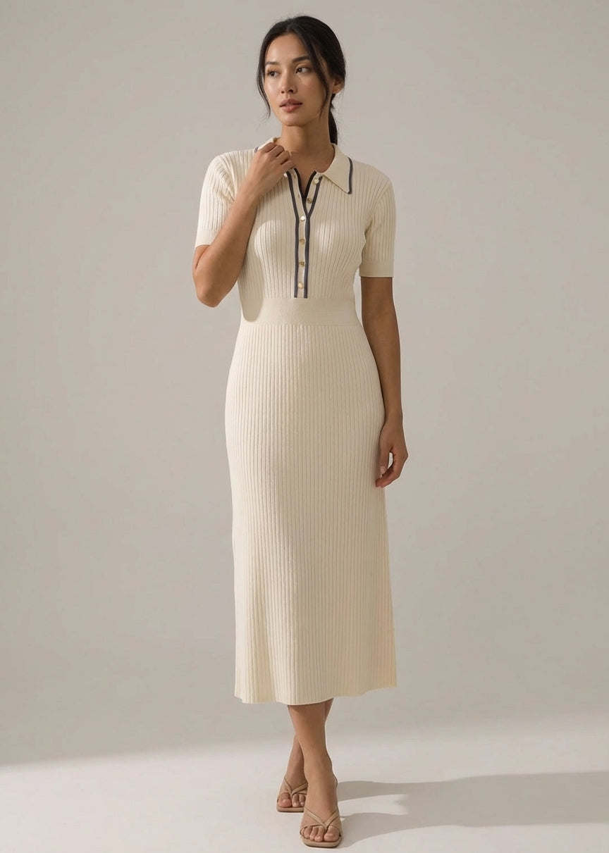 Mira Sante | Polo Collar Midi Dress
