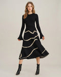 Léonie Dray | Black Geometric Midi Skirt