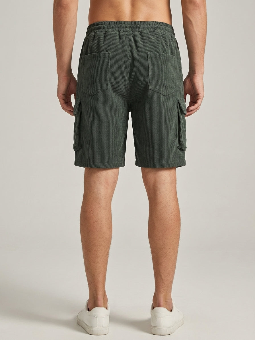 Bram Veld | Men’s Corduroy Cargo Shorts Brown