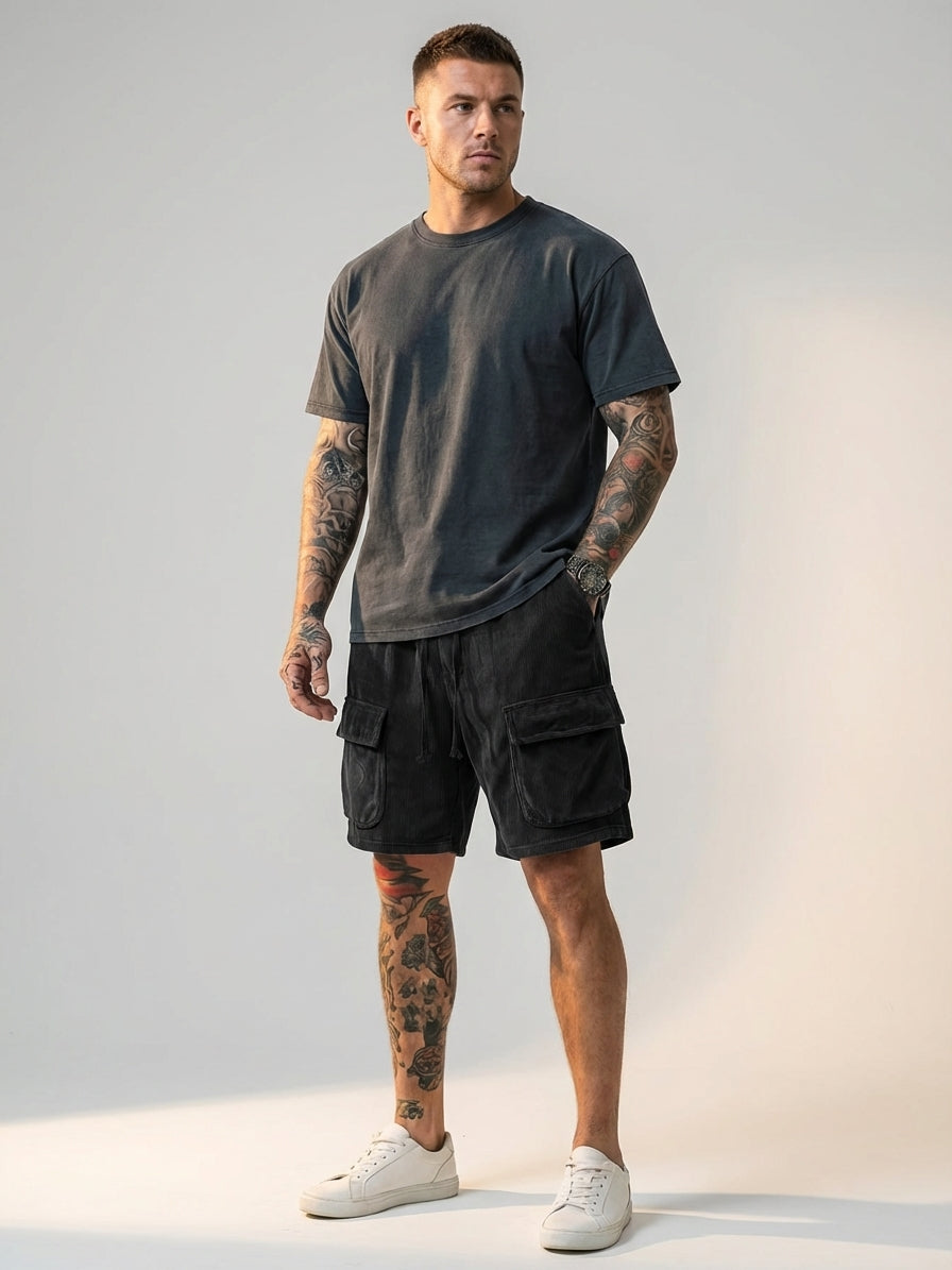 Bram Veld | Men’s Corduroy Cargo Shorts Brown