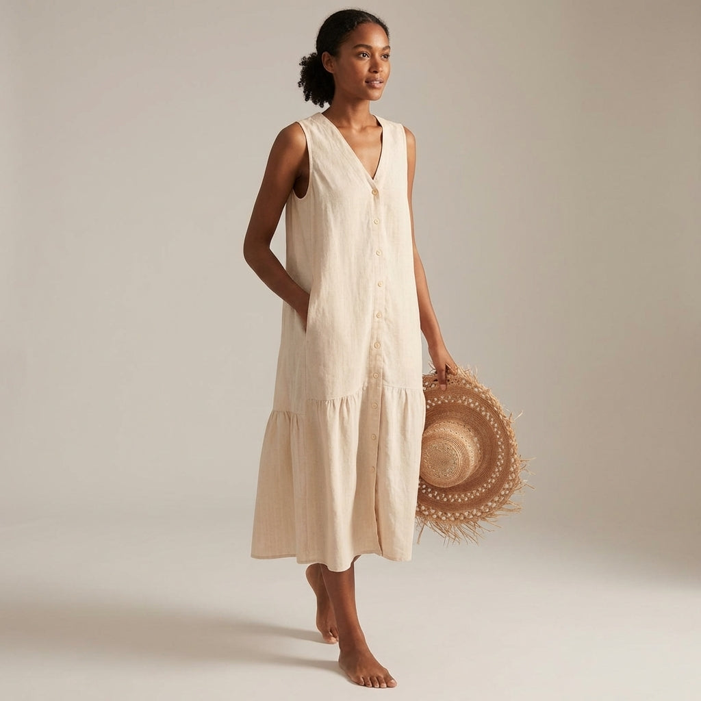 Naya Lund | Linen V-Neck Dress