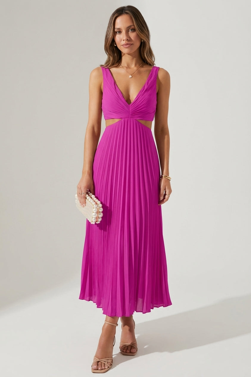 Isolde Brune | Elegant Satin Pleated Evening Dress