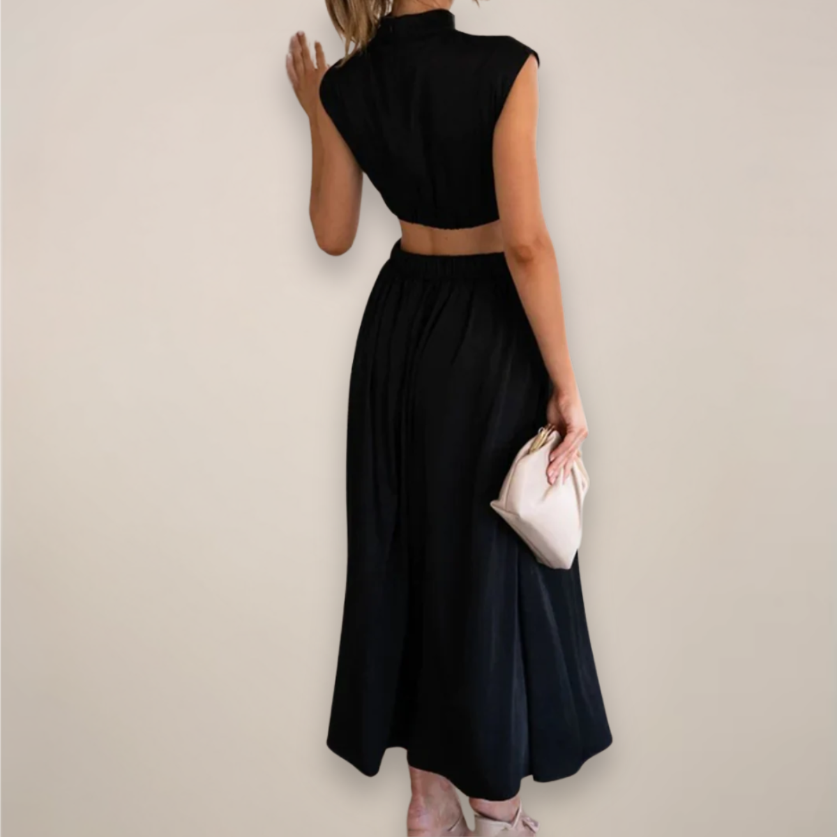 Mira Sante | Elegant Maxi Dress with Cap Sleeves
