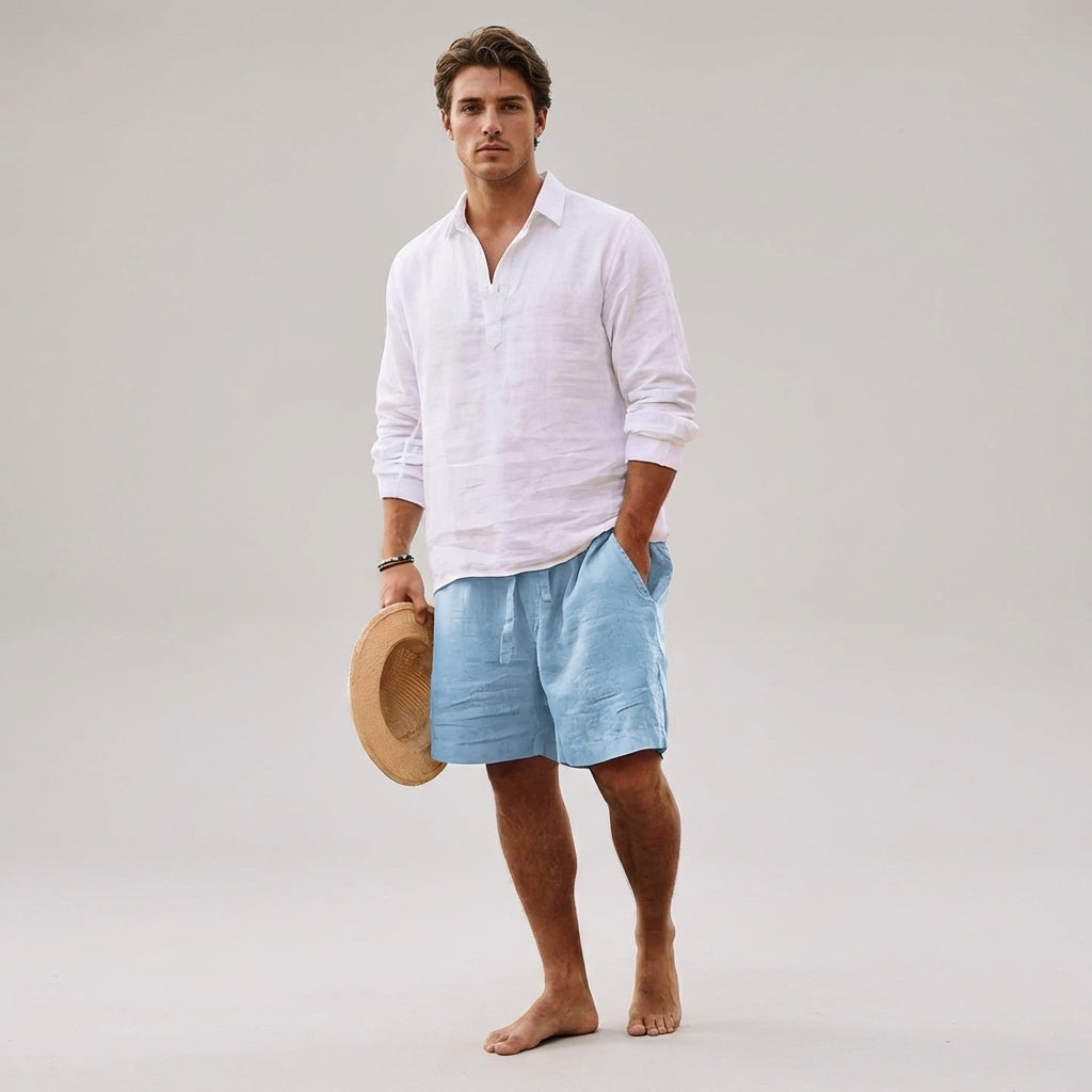 Dario Mell | Men’s Linen Shorts in Coastal Fit