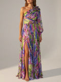 Mira Sante | Lilac Print Side Slit Maxi Dress