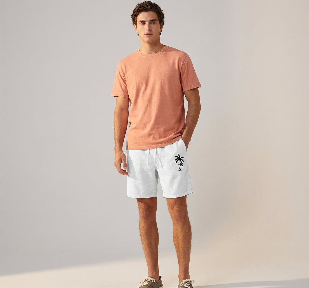 Mira Sante | Summer Shorts with Palm Embroidery