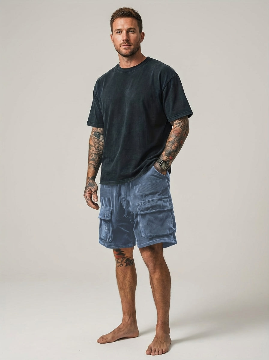 Bram Veld | Men’s Corduroy Cargo Shorts Brown