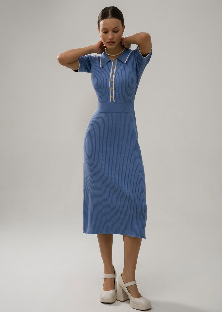 Mira Sante | Polo Collar Midi Dress