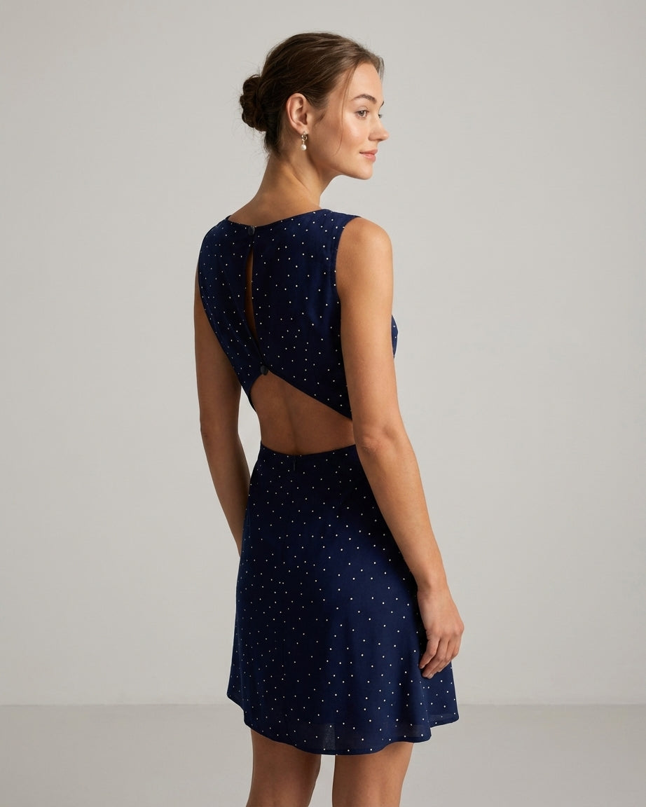 Mira Sante | Blue Polka Dot Mini Dress
