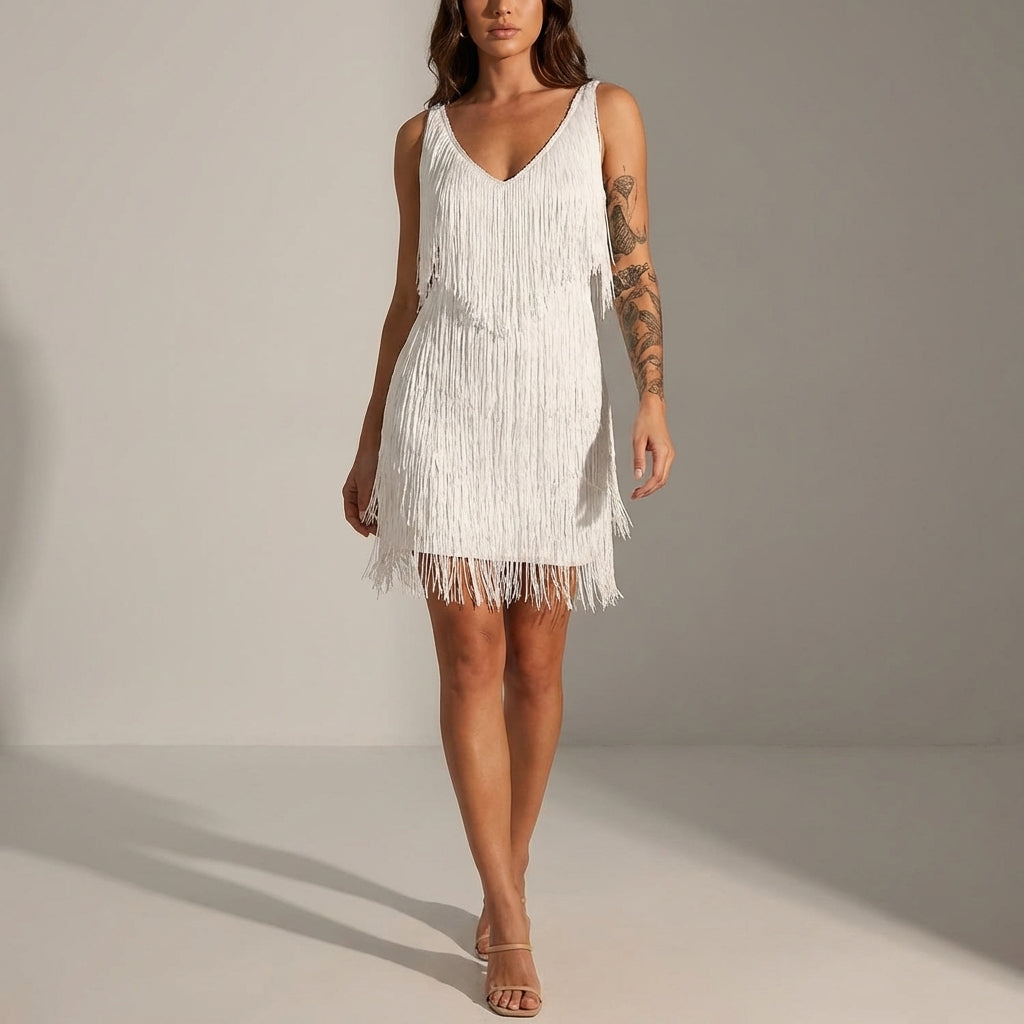 Mira Sante | Elegant Mini Dress with Fringe