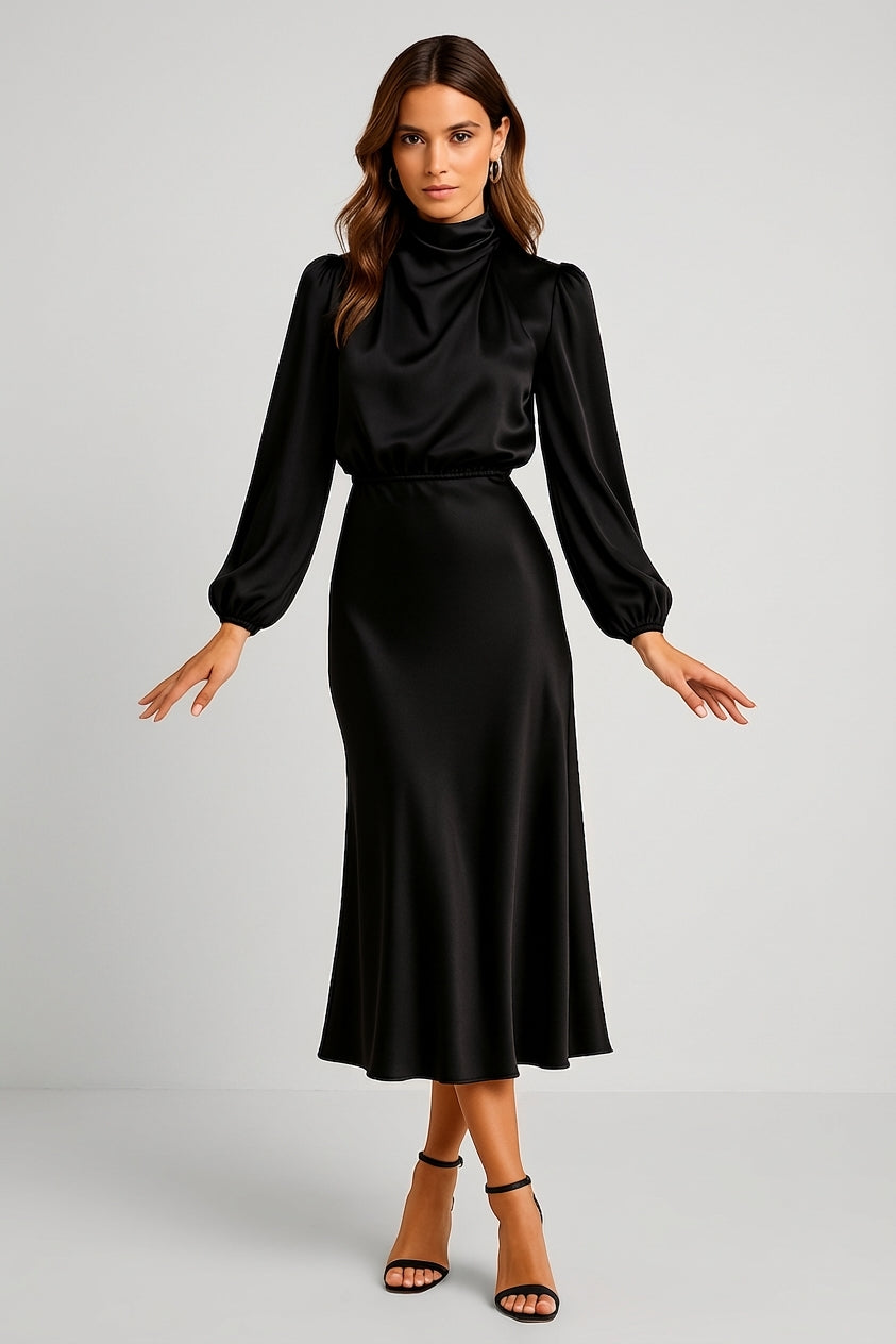 Mira Sante | Women's High Neck Midi Dress
