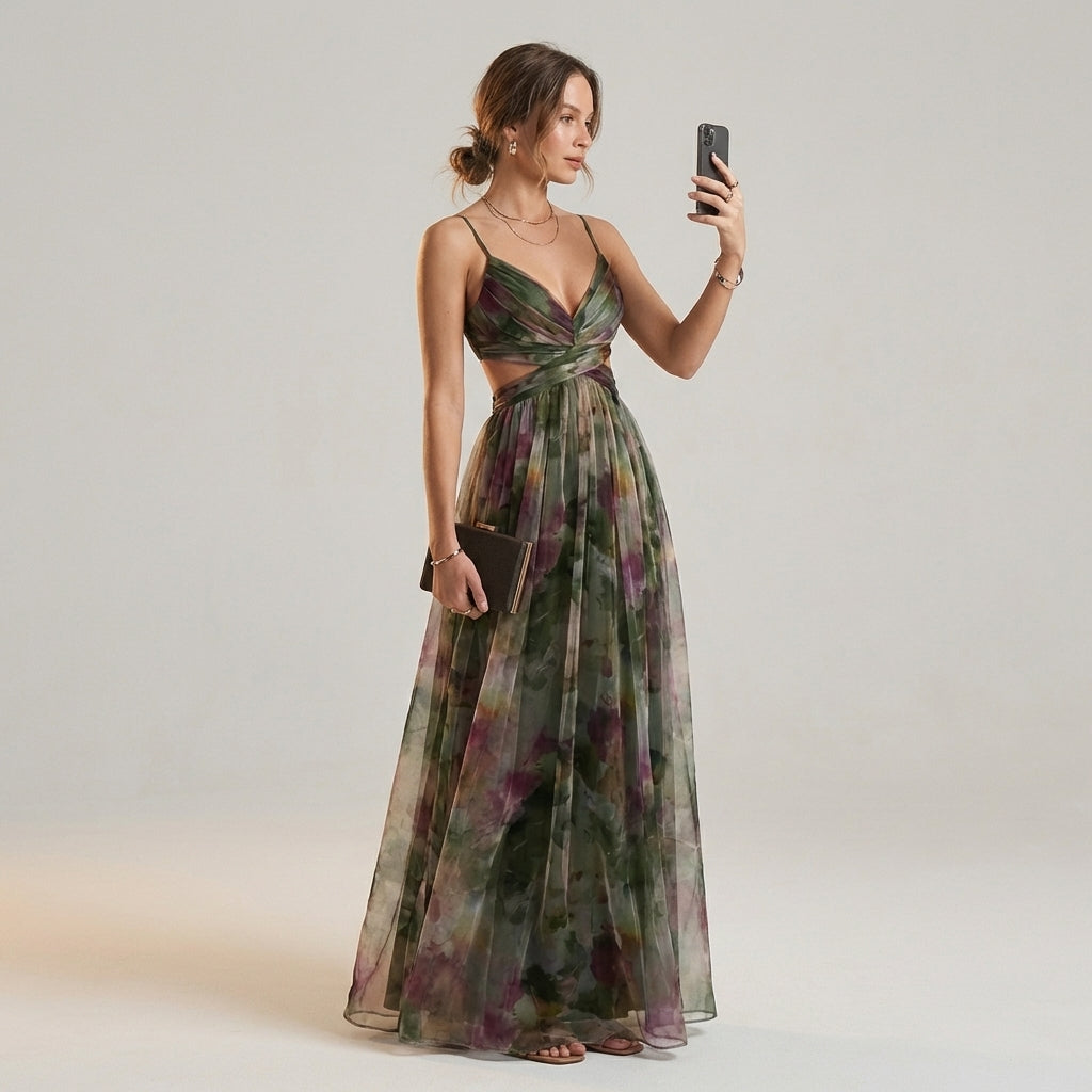 Mira Sante | Tie-Back Floral Maxi Dress