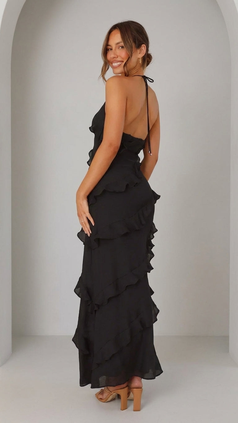 Mira Sante | Ruffled Halter Maxi Dress