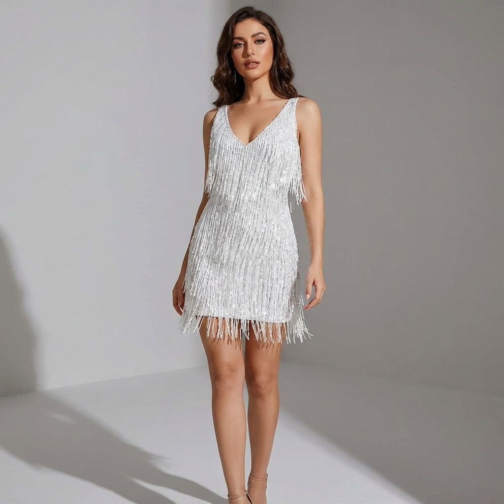 Mira Sante | Elegant Mini Dress with Fringe