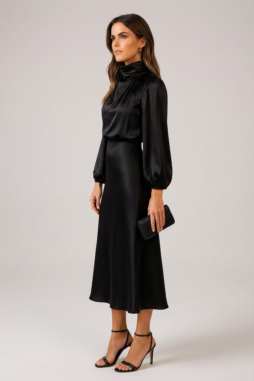 Mira Sante | Women's High Neck Midi Dress