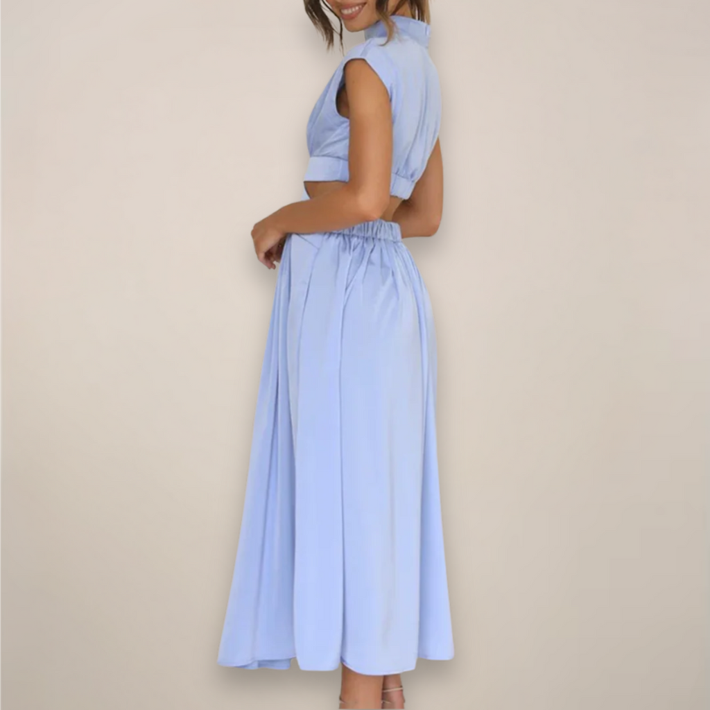 Mira Sante | Elegant Maxi Dress with Cap Sleeves