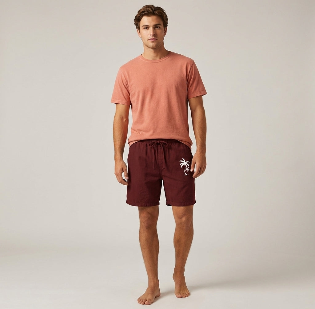 Mira Sante | Summer Shorts with Palm Embroidery