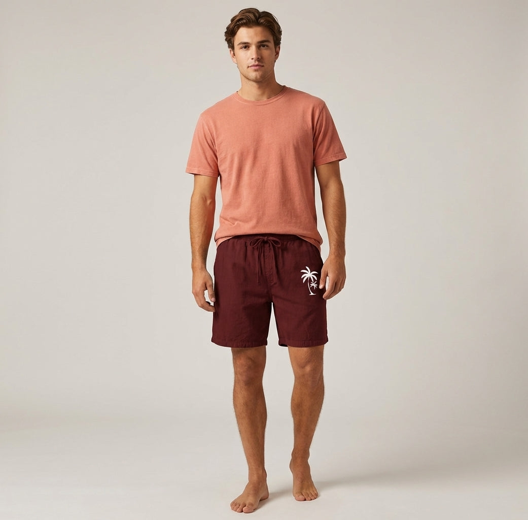 Mira Sante | Summer Shorts with Palm Embroidery