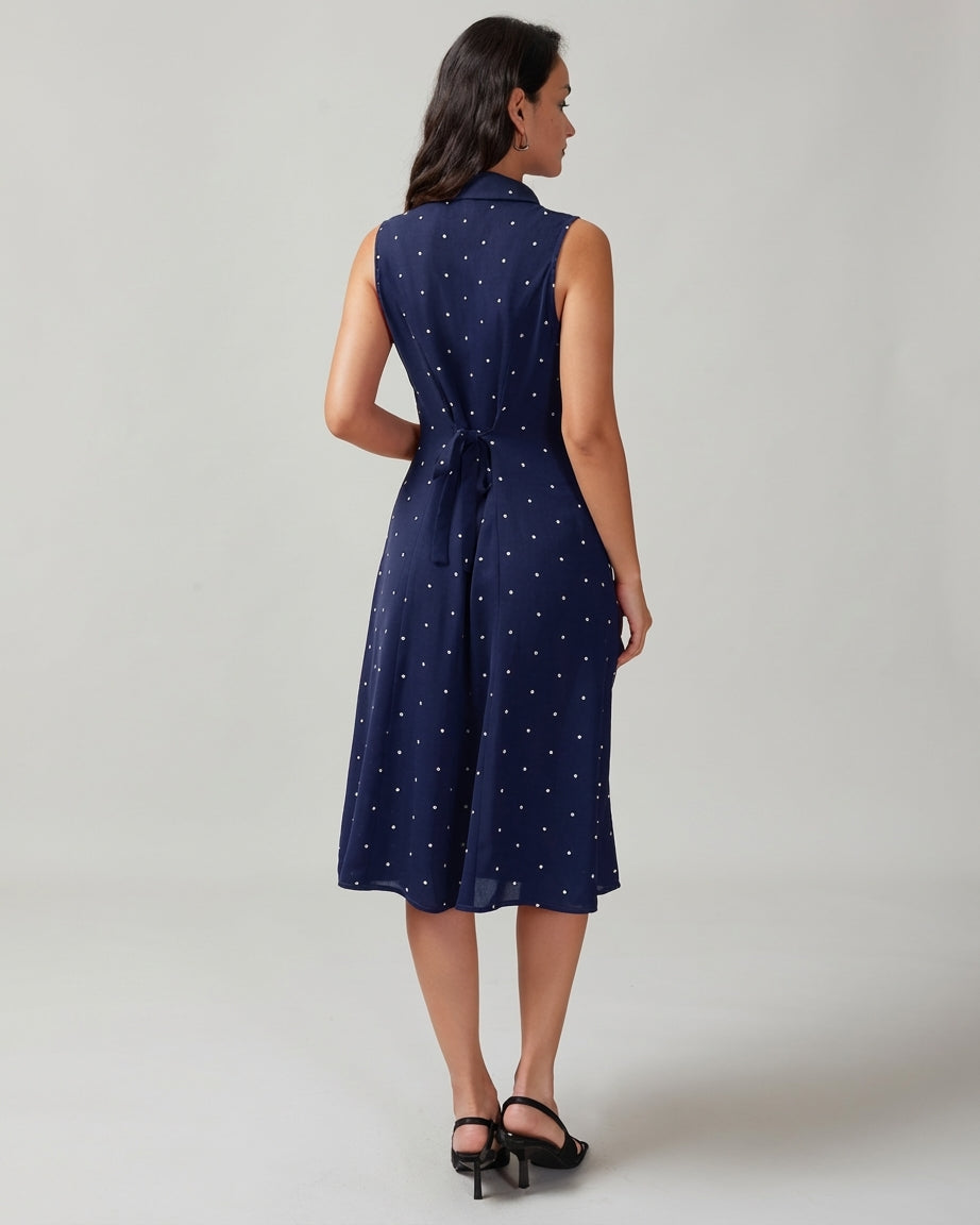Mira Sante | Navy Polka Dot Midi Dress